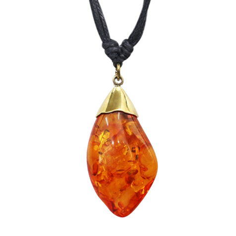 Halskette schwarz Anhänger synthetischer Bernstein