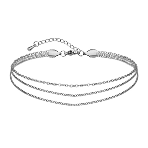 Chaîne de cheville argent boules deux et basic