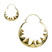 Gold-plated earring jagged floral pattern