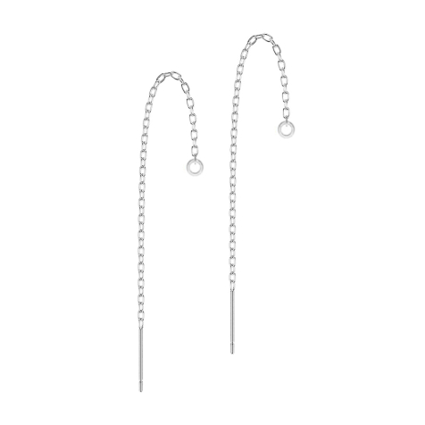 Stud earrings silver free-falling chain crystal silver three balls