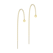 Stud earrings silver free-falling chain crystal silver...