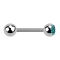Barbell argent avec boule et boule de cristal aqua