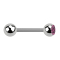 Barbell argent avec boule et boule de cristal rose