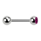 Barbell argent avec boule et boule de cristal fuchsia