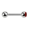 Barbell argent avec boule et boule de cristal rouge
