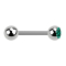 Barbell argent avec boule et boule de cristal turquoise