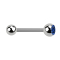 Barbell argent avec boule et cristal boule bleu foncé