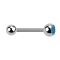 Barbell silver with ball and ball crystal light blue