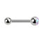 Barbell argent avec boule et boule de cristal multicolore