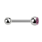 Barbell argent avec boule et boule de cristal rose