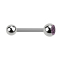 Barbell argent avec boule et cristal boule violet clair
