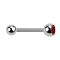 Barbell argent avec boule et boule de cristal rouge