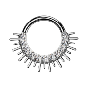 Micro anello segmentato pieghevole argento sole cristalli...