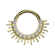 Micro anello segmentato pieghevole placcato oro cristalli...