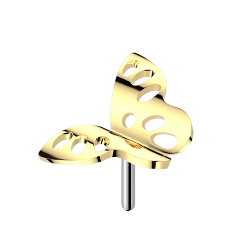 Threadless butterfly perforated gold-plated