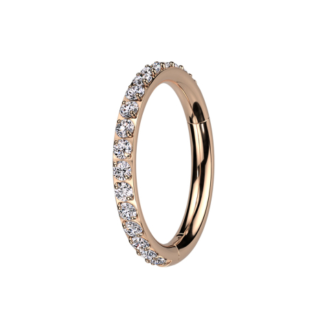 Micro segment ring, foldable, rose gold, crystals on the side, silver