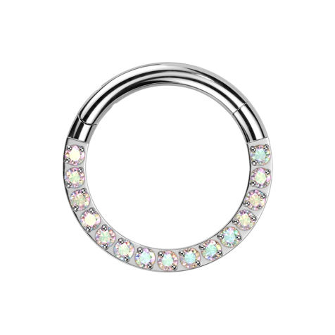 Anello micro segmentato pieghevole argento con cristalli multicolori sul davanti