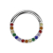 Micro segment ring, foldable, silver front, colored crystals