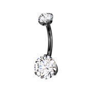 Banane sans filetage noire sertie de deux cristaux...