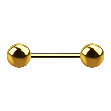Gold-plated micro barbell with two balls