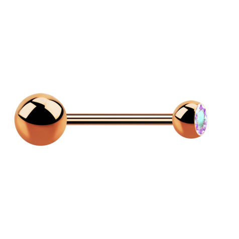 Micro barbell rose gold with ball and ball crystal multicolor