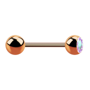Micro barbell rose gold with ball and ball crystal...