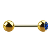 Micro barbell gold-plated with ball and ball crystal dark...