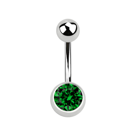 Banana silver with ball and ball crystal green