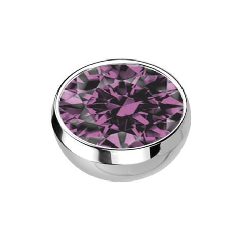 Micro semisfera dargento con cristallo viola chiaro