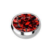 Micro emisfero argento con cristallo rosso