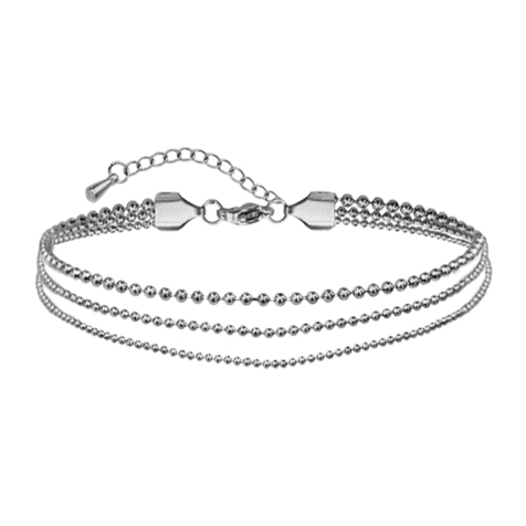 Anklet silver three different ball chains