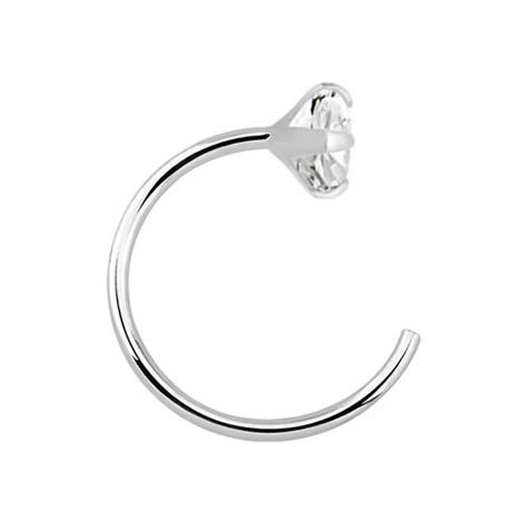 Nose ring open silver crystal silver set