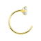 Nose ring open gold-plated crystal set in silver
