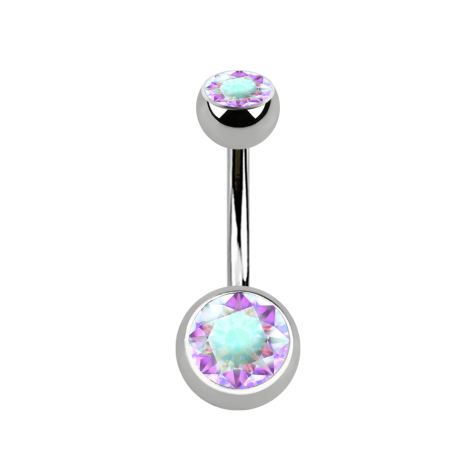 Sterile banana silver with two crystal balls multicolor