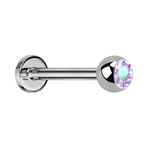 Steriles Micro Labret silber mit Kugel und Kristall multicolor