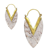 Orecchino a goccia placcato oro epossidico a foglia