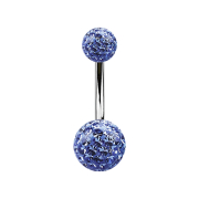 Banane argentée avec deux boules de cristal bleu...