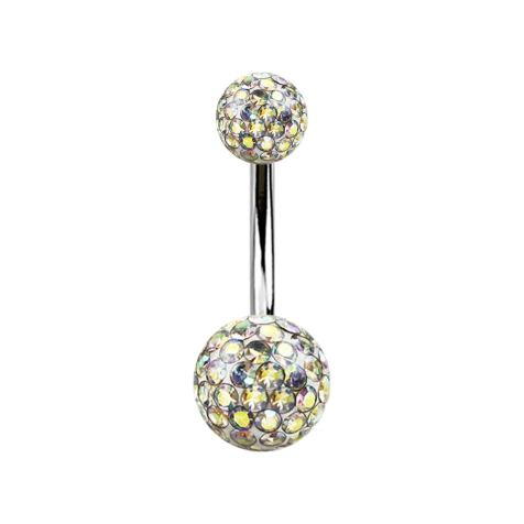 Banana silver with two crystal balls multicolor Epoxy protective layer