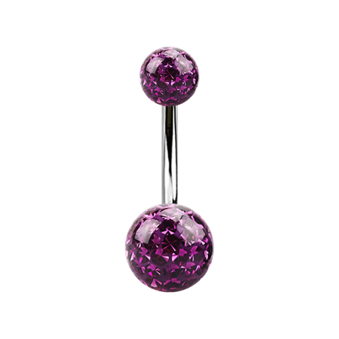 Banane argentée avec deux boules de cristal violettes Couche de protection en époxy