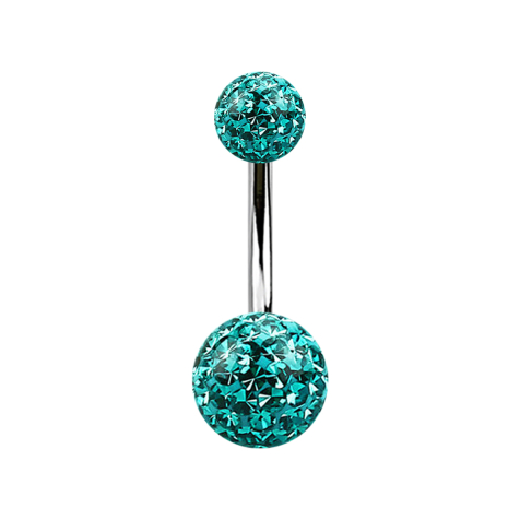 Banane argentée avec deux boules de cristal turquoise Couche de protection en époxy