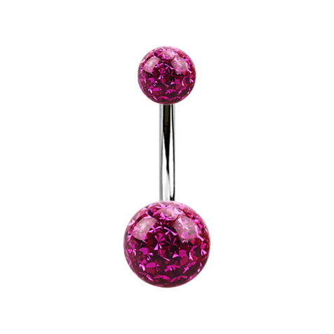 Banana silver with two crystal balls fuchsia epoxy protective layer