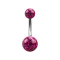 Banana silver with two crystal balls fuchsia epoxy protective layer