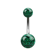 Banane argentée avec deux boules de cristal vert...