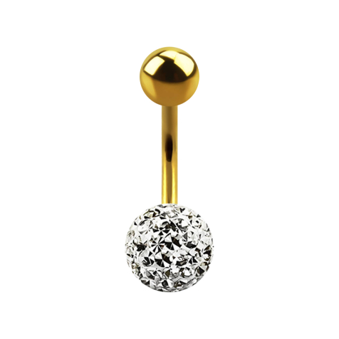 Banana placcata in oro con sfera e sfera di cristallo strato protettivo epossidico in argento