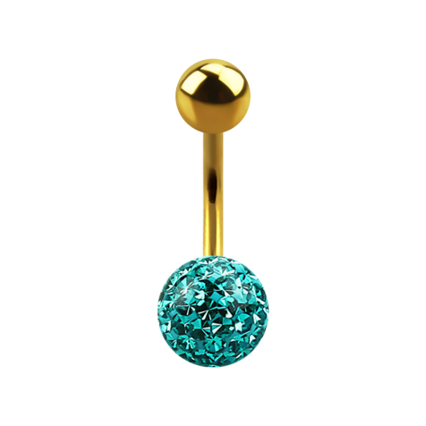 Banana placcata oro con sfera e sfera di cristallo turchese Strato protettivo epossidico