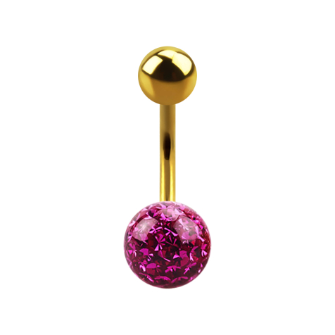 Banana gold-plated with ball and crystal ball fuchsia epoxy protective layer