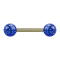 Barbell gold-plated with two crystal spheres dark blue Epoxy protective layer