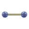 Barbell gold-plated with two crystal balls light blue Epoxy protective layer
