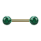 Barbell plaqué or avec deux boules de cristal vert couche protectrice dépoxy