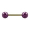Barbell plaqué or avec deux boules de cristal violet couche protectrice dépoxy